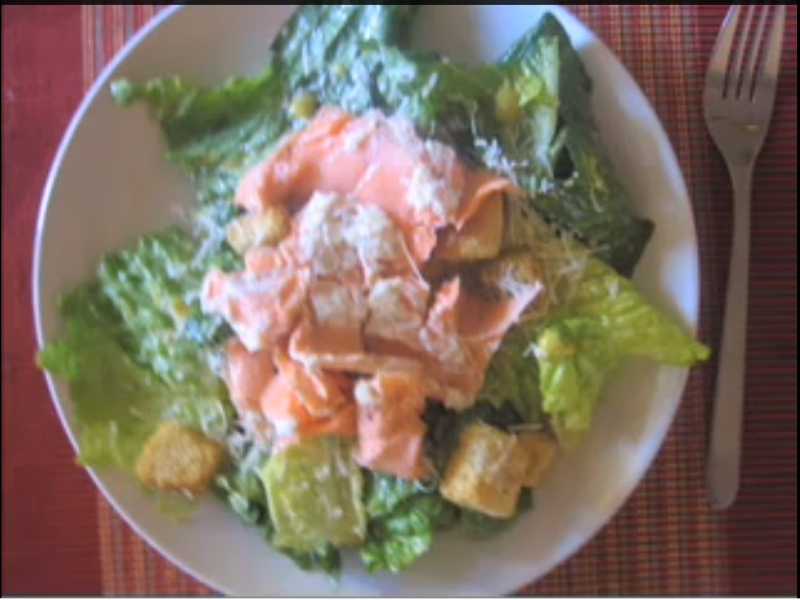 Caesar Salad with Car- Steamed Salmon Caesar Salad with Car- Steamed Salmon picture