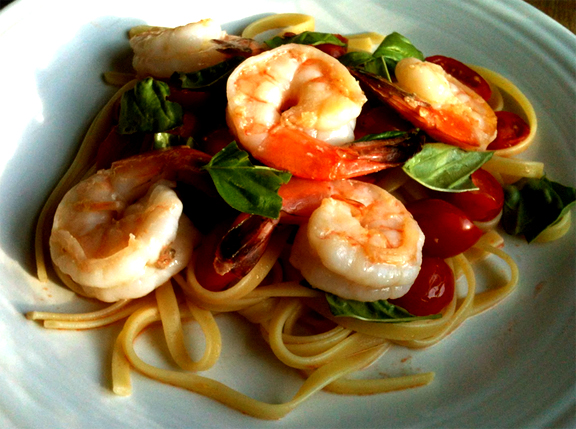Shrimp And King Crab Fettuccine With Olives And Artichokes Shrimp And King Crab Fettuccine With Olives And Artichokes picture