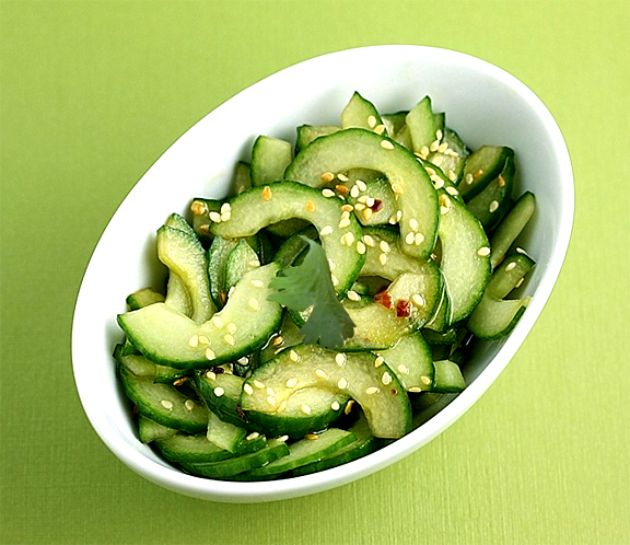 Sliced Cucumbers With Sesame Rice Vinaigrette Sliced Cucumbers With Sesame Rice Vinaigrette picture