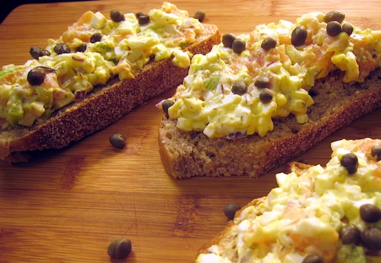 DANISH EGG SALAD SANDWICHES WITH SMOKED SALMON DANISH EGG SALAD SANDWICHES WITH SMOKED SALMON picture