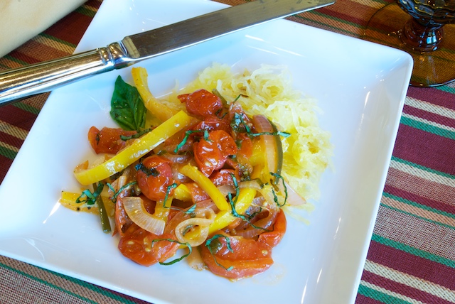 Spaghetti Squash with Tomatoes and Peppers Spaghetti Squash with Tomatoes and Peppers picture