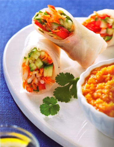 Garden Spring Rolls and Dipping Sauce Garden Spring Rolls and Dipping Sauce picture
