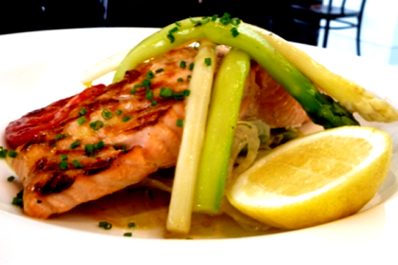 Stuffed Salmon With Garlic Tomato Confit And Asparagus Tips Stuffed Salmon With Garlic Tomato Confit And Asparagus Tips picture