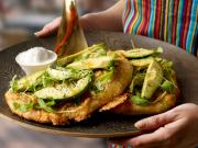 Buffalo Mozzarella, Avocado, Thyme &amp; Potato Pizzas with Chili Oil  