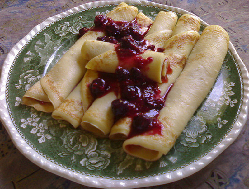 Swedish Pancakes With Cherry Compote Swedish Pancakes With Cherry Compote picture