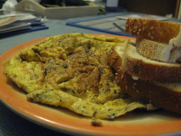 salmon omelette with bread