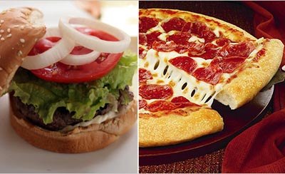 burger and pizza